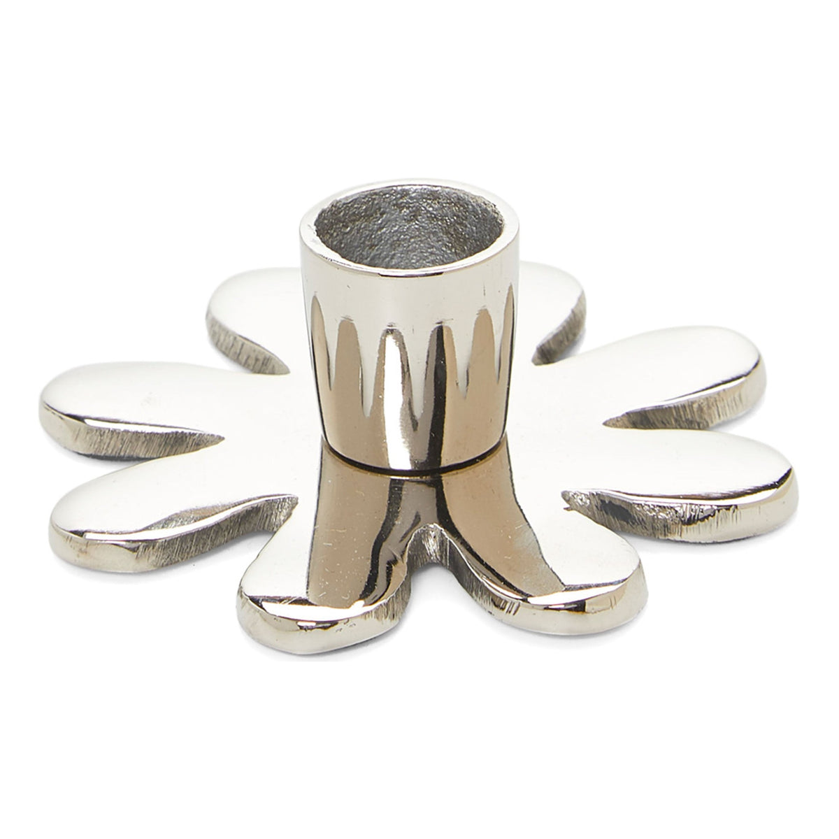 Vibhsa Decorative Silver Flower Candle Holder | 4" Handcrafted Aluminum