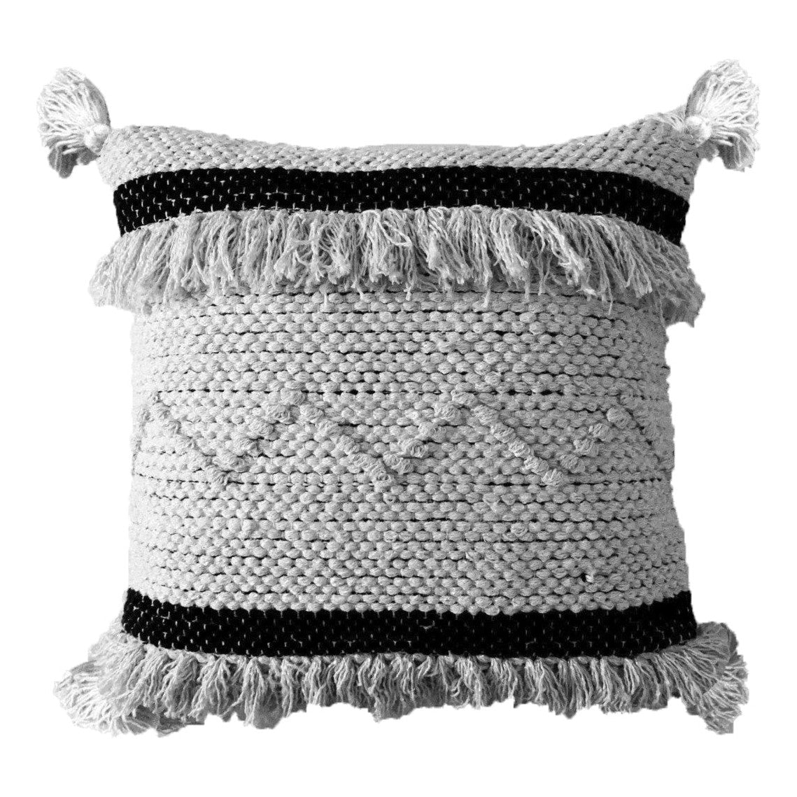 Throw Pillow Cover Black & Beige Stripes 20" X 20" with Insert