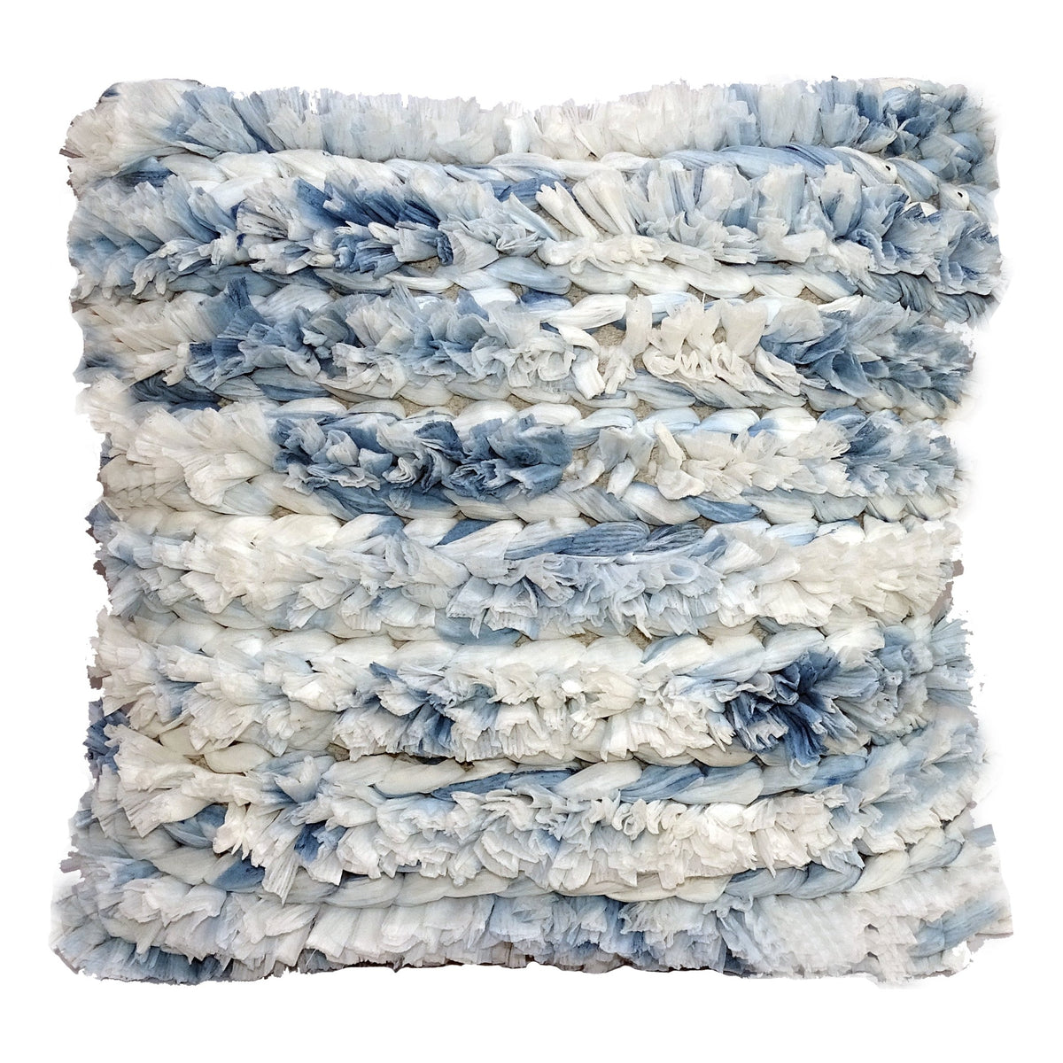 Throw Pillow Cover Blue & White Furry Stripes 22 X 22