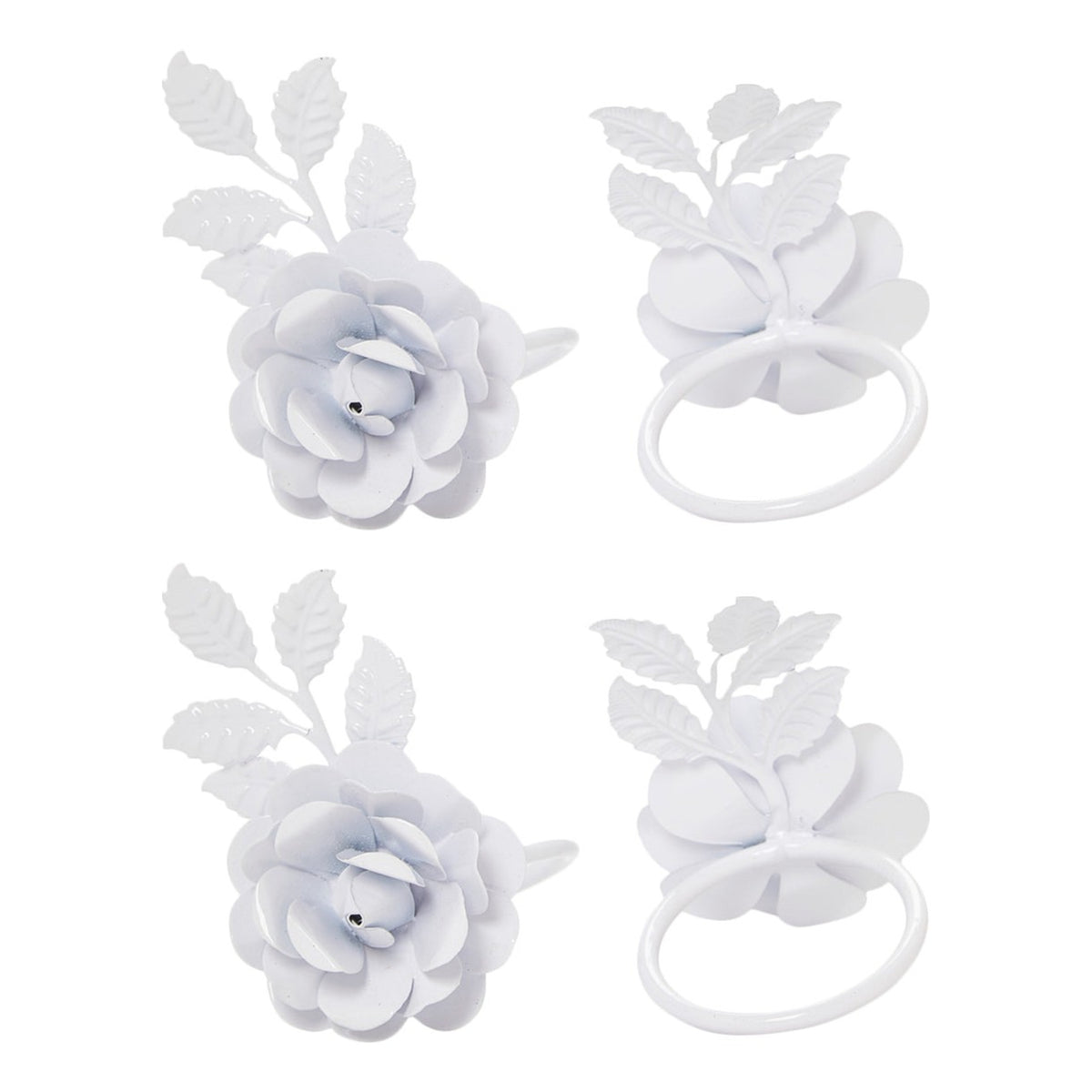 Vibhsa White Rose Napkin Rings | Set of 4