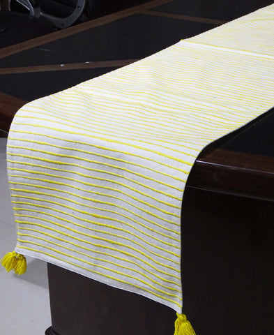 Cotton Table Runner with Yellow Stripes 16"x90"