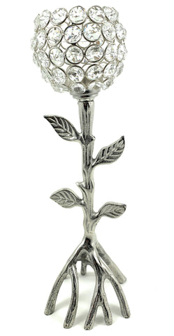 Silver Tree Hurricane Candle Holder