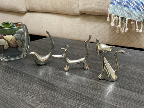 Vibhsa Dog Cat & Bird Ring Holders Set - Silver