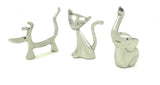 Vibhsa Dog Cat & Elephant Ring Holders Set - Silver