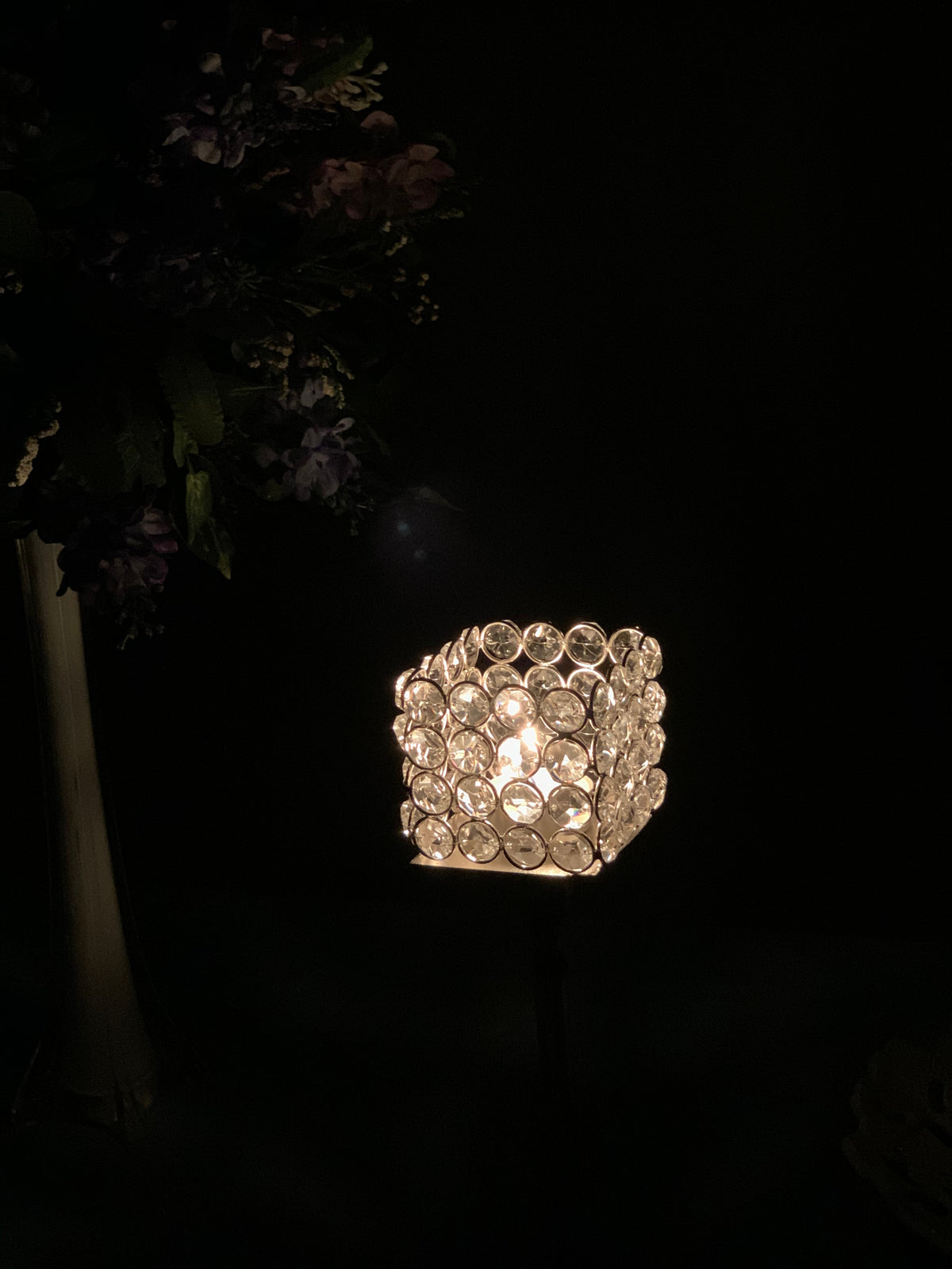 Vibhsa Hurricane Crystal Candle Holder | Square, 10", Tealight Centerpiece