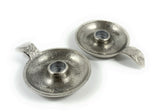 Silver Taper Candlestick Holder Dish Set of 2