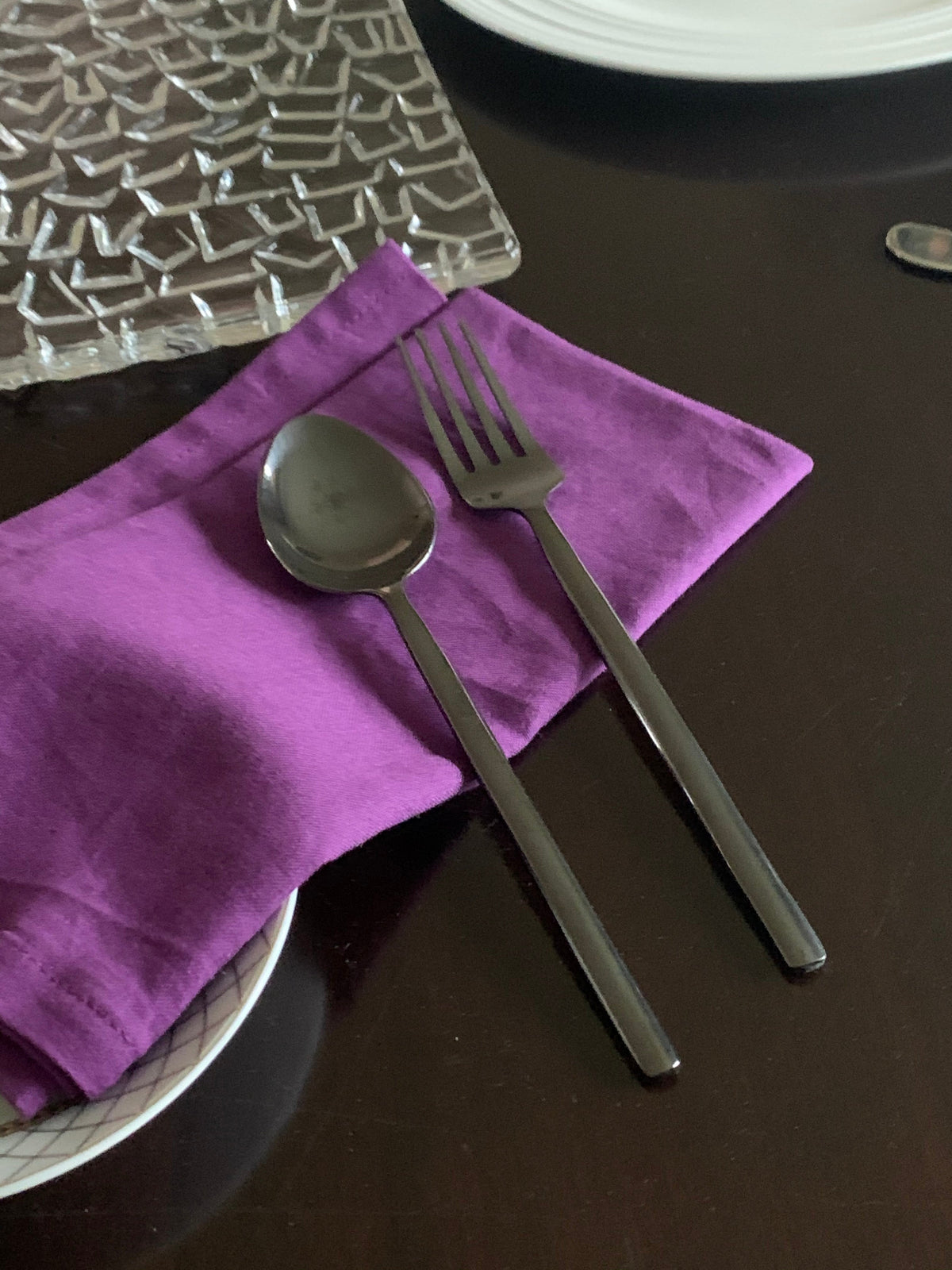 Vibhsa Black Flatware Set 5 Pieces, Service for 1, PVD Black Stainless Steel