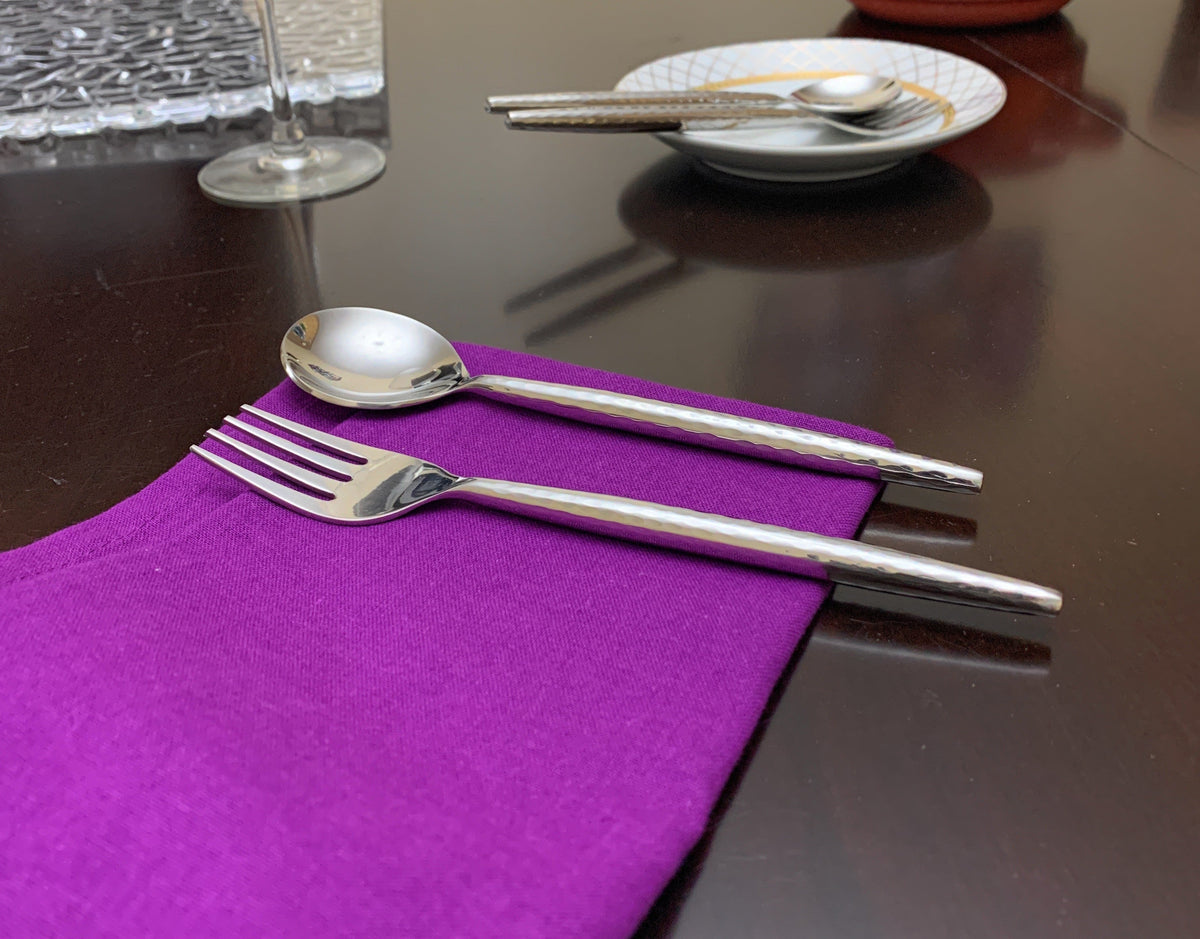 Hammered Flatware Stainless Steel Set of 5 Pieces