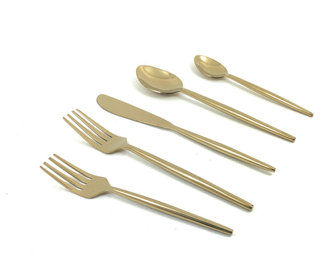 Golden flatware set with pencil handle design
