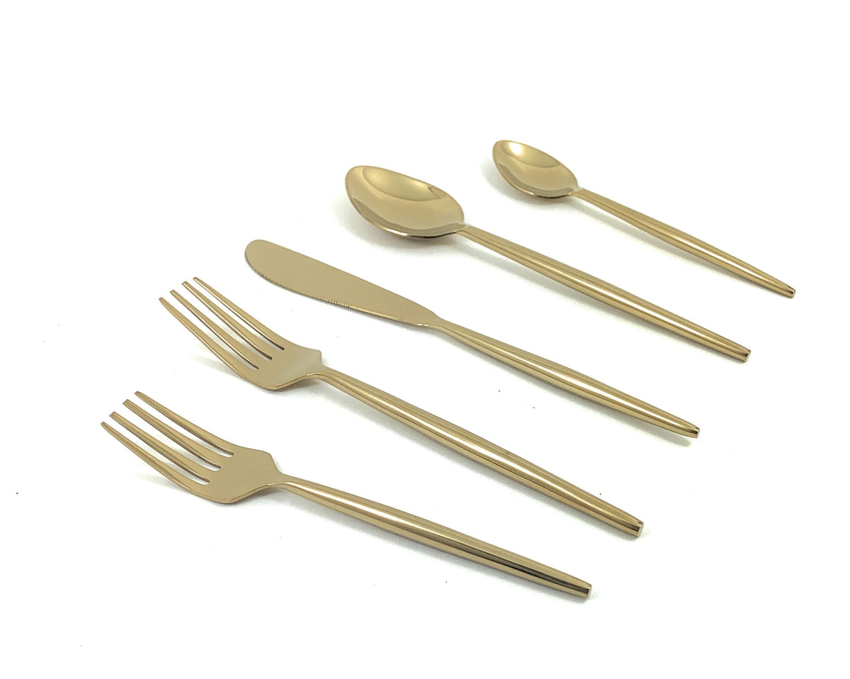 Vibhsa 5 PC Gold Flatware Set, Service for 1