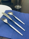 White Stainless Steel Flatware 36 Piece Set Dinner knives, Dinner Forks, Soup Spoons