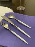 White Stainless Steel Flatware 36 Piece Set Dinner knives, Dinner Forks, Soup Spoons