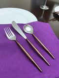 Hammered Stainless Steel Flatware 18-Piece Set (Dinner knives, Dinner Forks, Soup Spoons)-Brown