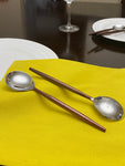 Stainless Steel Tablespoons Set of 6 Piecces-Brown