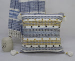 Designer Striped Pillow with Mini Poms and Tassels 20"x20"