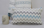 Chevron Throw Pillow for Sofa with Braid and Tassels 14"x24"