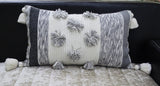 Melange Striped Throw Pillow with Large Poms and Tassels 14"x24"