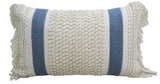 Decorative Striped Pillow with Loop Texture and Fringes 14"x24"