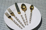 Golden Stainless Steel Flatware Set of 5 PC (Twsited)