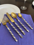 Golden Stainless Steel Flatware Set of 5 PC (Twsited)