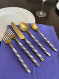 Golden Stainless Steel Flatware Set of 5 PC (Twsited)