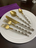 Golden Stainless Steel Flatware Set of 5 PC (Twsited)