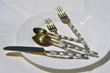 Golden Stainless Steel Flatware Set of 5 PC (Twsited)