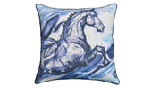 Embroidered 18"x18" Blue Decorative Pillow (Horse)