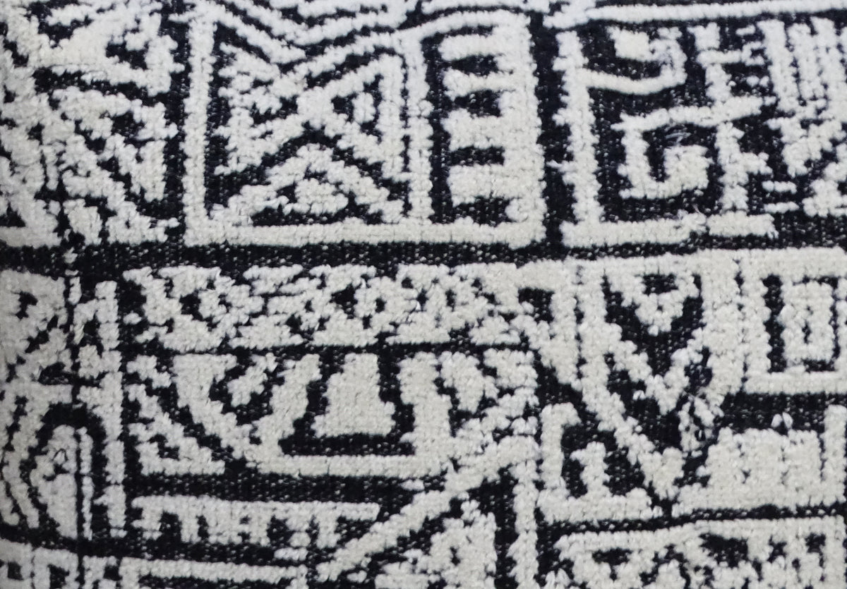 Vibhsa Black & White Geometric Throw Pillow 20x20 with Tassels
