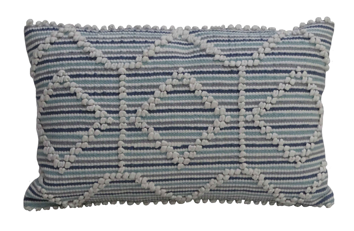 Vibhsa Grey Diamond Handwoven Lumbar Pillow 14x24, Cotton
