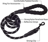 5 FT Thick Highly Reflective Dog Leash- Black