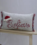 Christmas Throw Pillow for couch- Believe 14" x 24"