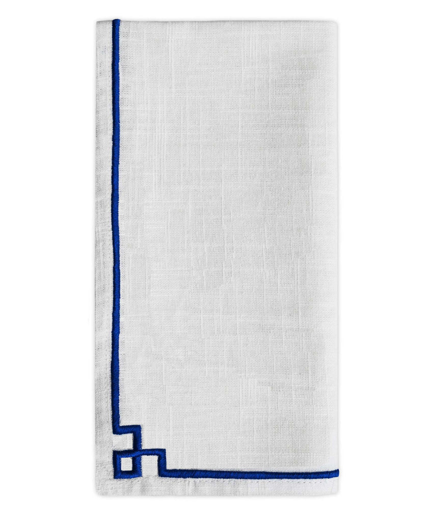 Vibhsa Table Cloth Napkins with Blue Embroiderey, Set of 4 - Blue