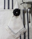 Table Cloth Napkins Set of 4 with Black Embroidery