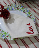Table Cloth Napkins Set of 4 with Red Embroidery