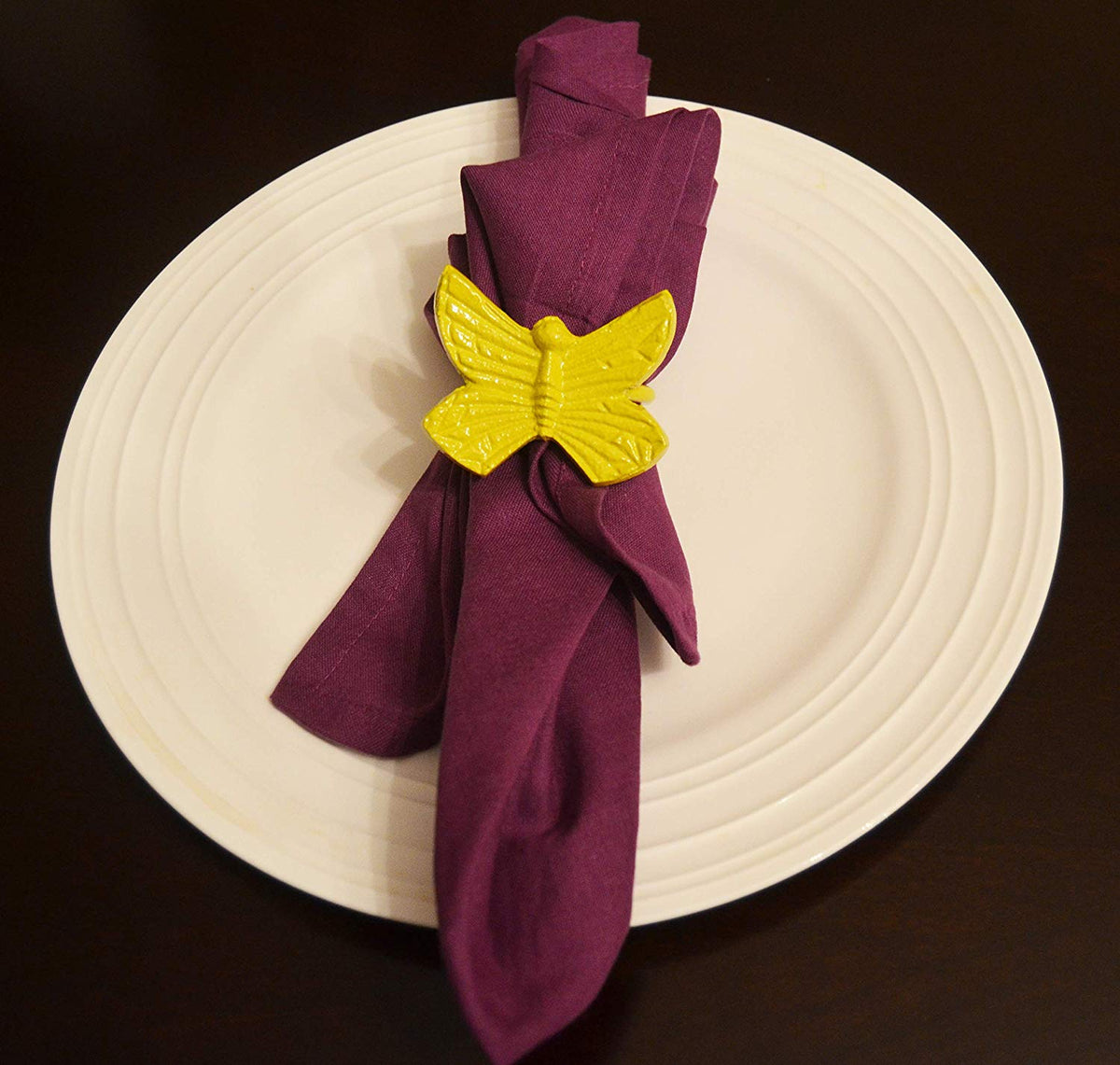Vibhsa Colorful Butterfly Napkin Rings | Set of 6, Mixed Colors, Handcrafted Aluminum