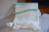 Hand loom Woven Throw Turquoise & White - Vibhsa