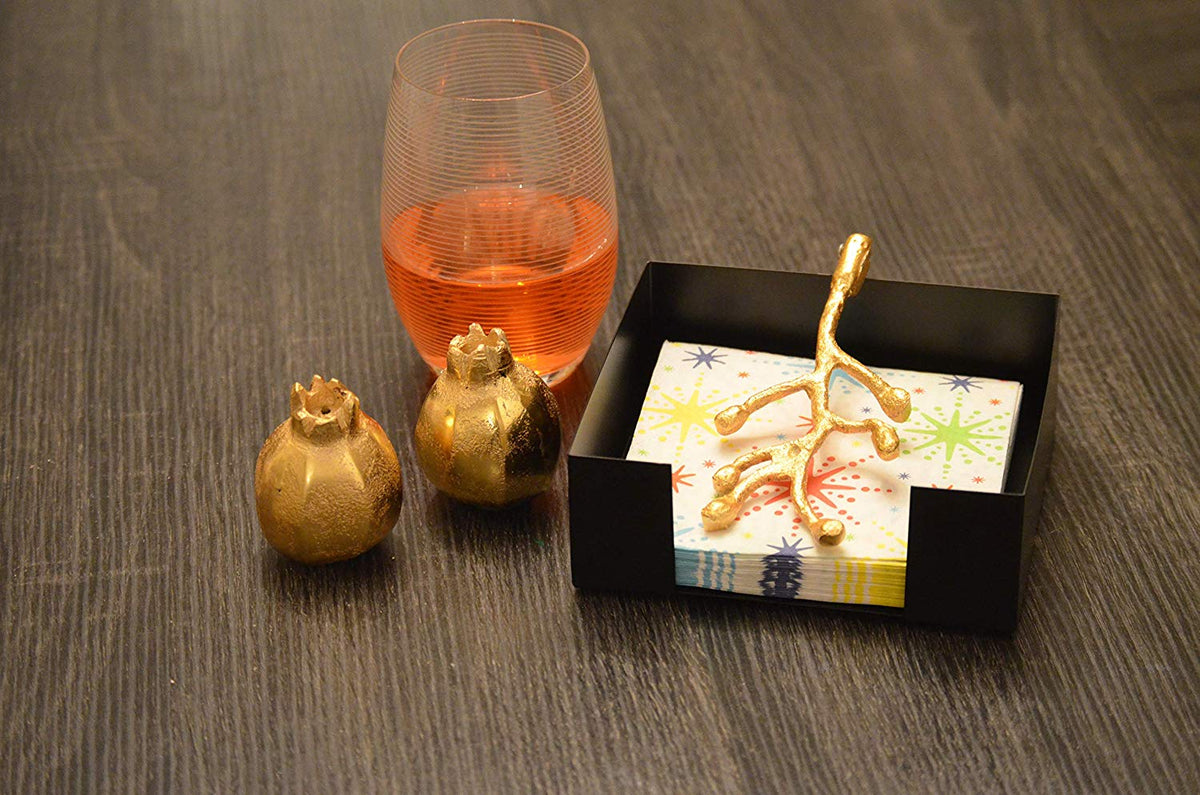 Unique Napkin Holder and Salt & Pepper Shakers Set (Gold)