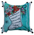 Hand Illustrated Christmas Holiday Pillow (Stocking, 18"x18")