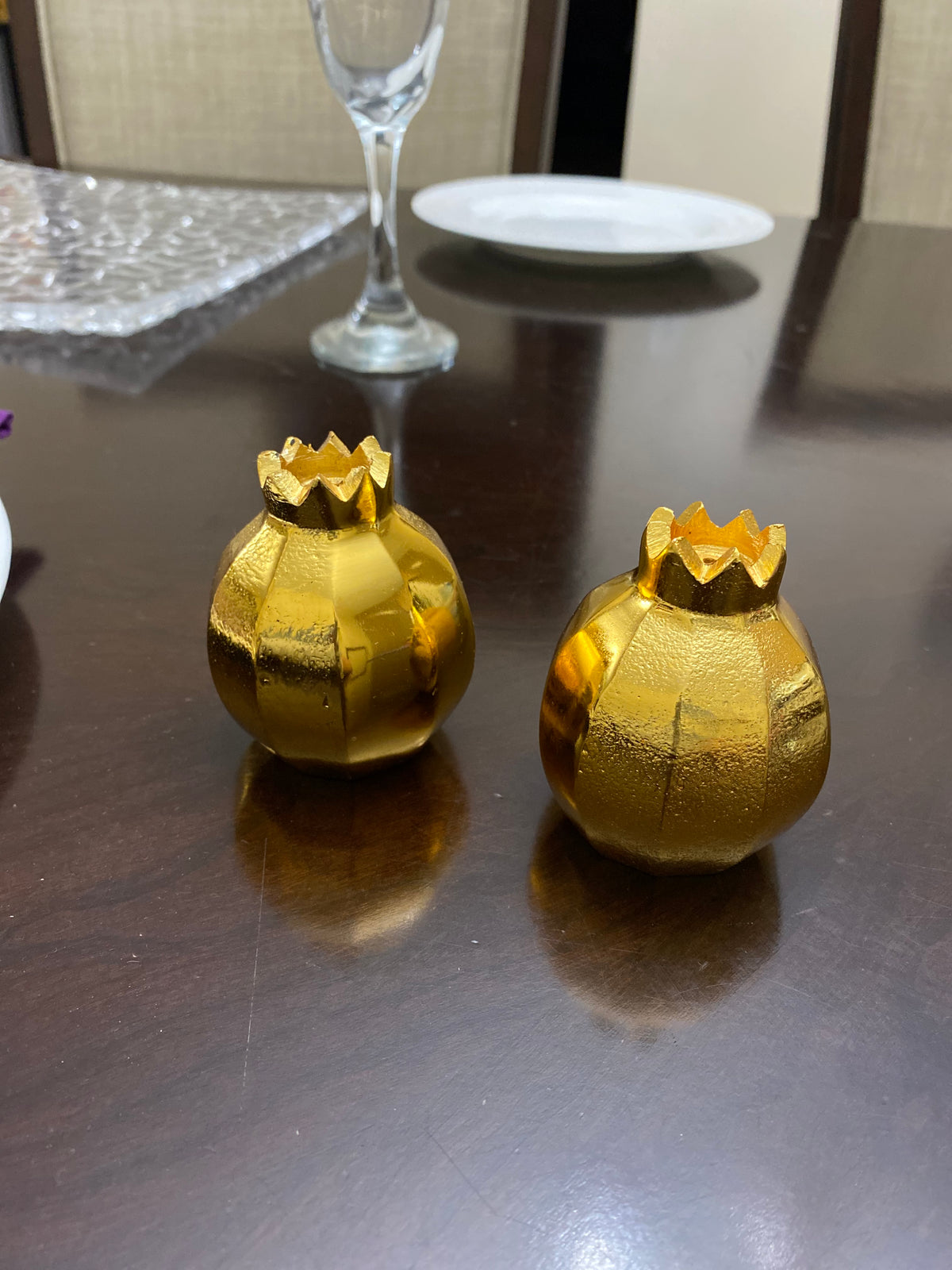 Vibhsa Pomegranate Salt and Pepper Shakers, Gold, Set of 2
