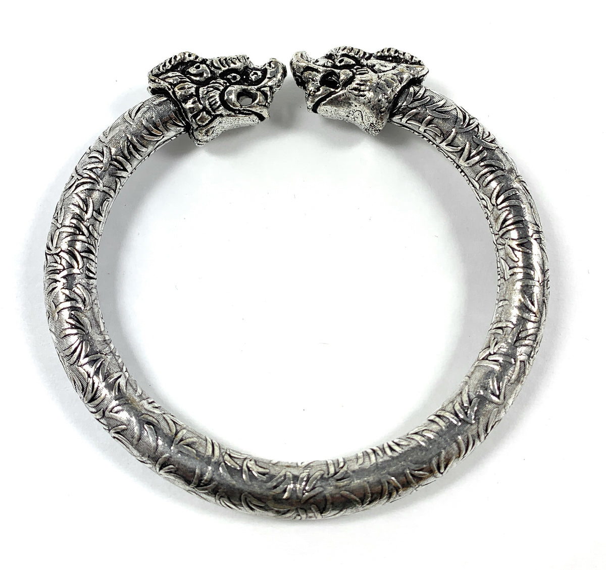 Vibhsa Antique Norse Bracelet With Lion Heads & Leaf Pattern