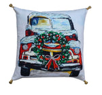 Hand Illustrated Christmas Holiday Car Pillow (18"x18")
