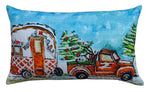 Hand Illustrated Christmas Cravan Holiday Pillow (14"X20")