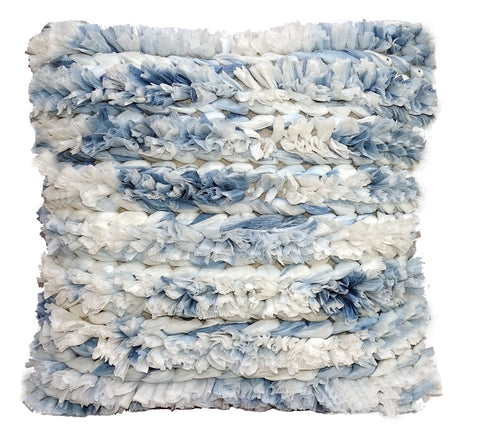 22 X 22 Inches Throw Pillow Cover Blue & White Furry Stripes