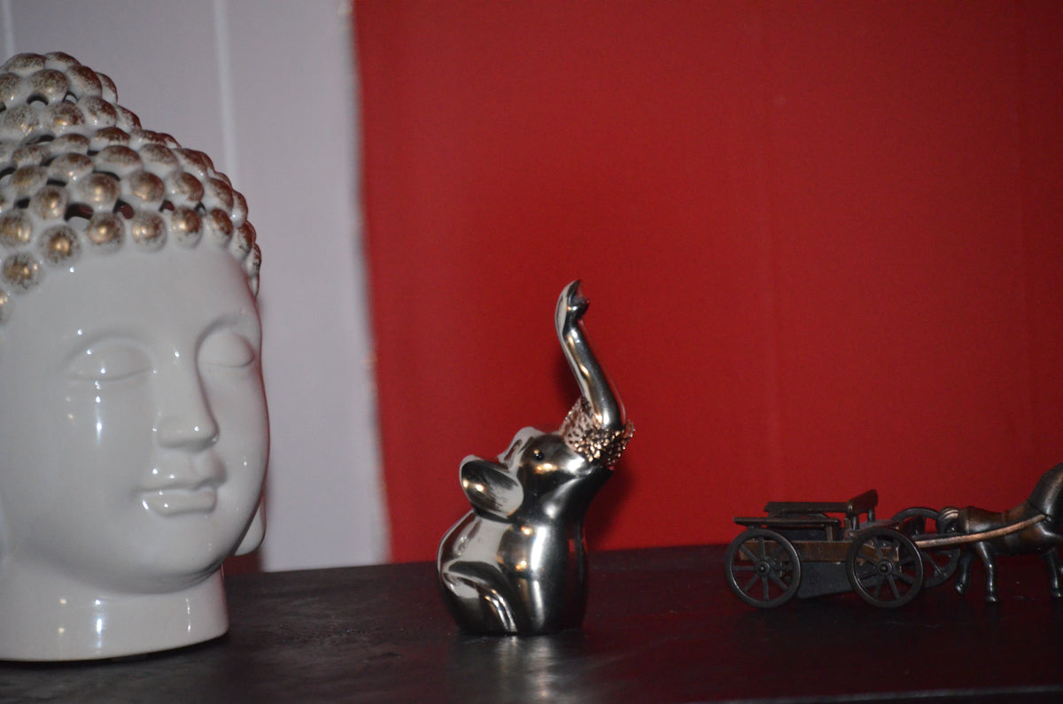 Vibhsa Elephant Ring Holder, 4 Inch, Silver Finish