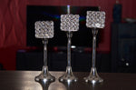 Vibhsa Crystal Aluminium Candle Holder Set of 3