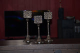 Vibhsa Crystal Aluminium Candle Holder Set of 3