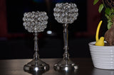 Vibhsa Round Crystal Aluminium Candle Holder Set of 2