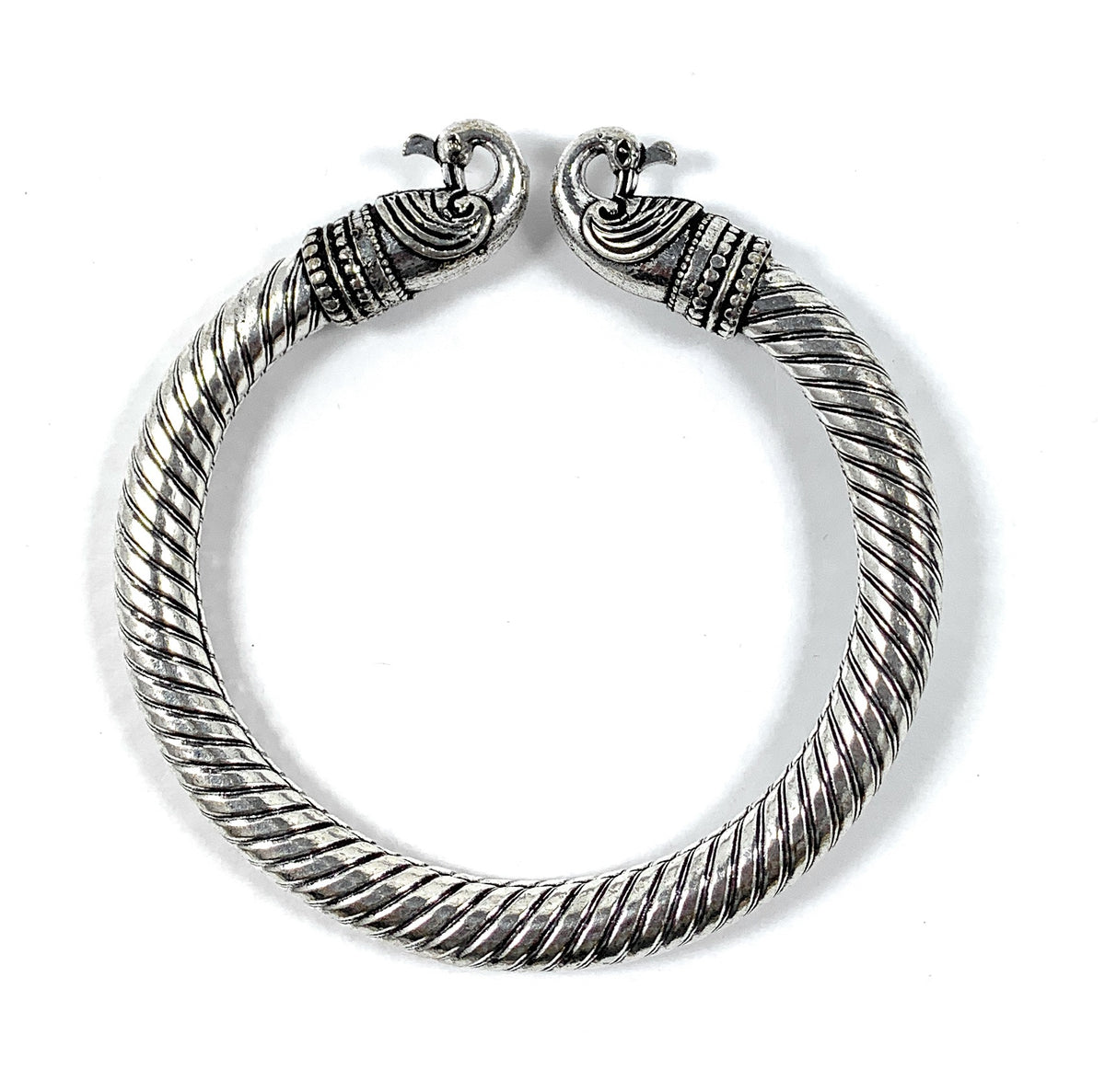 Vibhsa Antique Norse Viking Cuff Bracelet with Peacock Heads