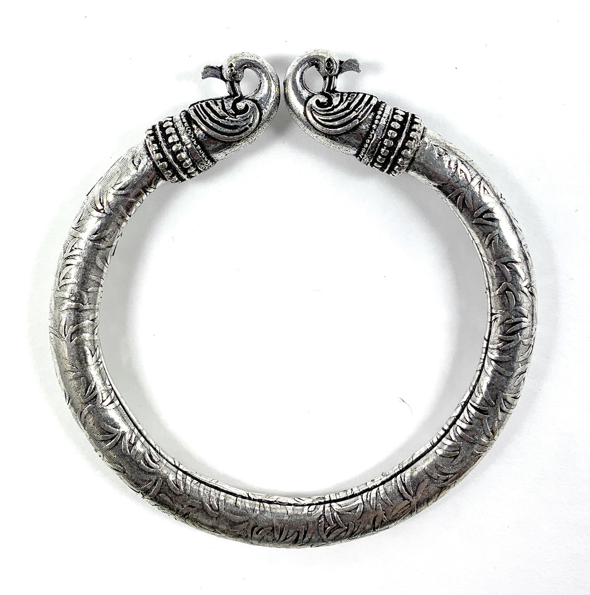 Vibhsa Antique Norse Peacock Head Viking Bracelet With Leaf Pattern